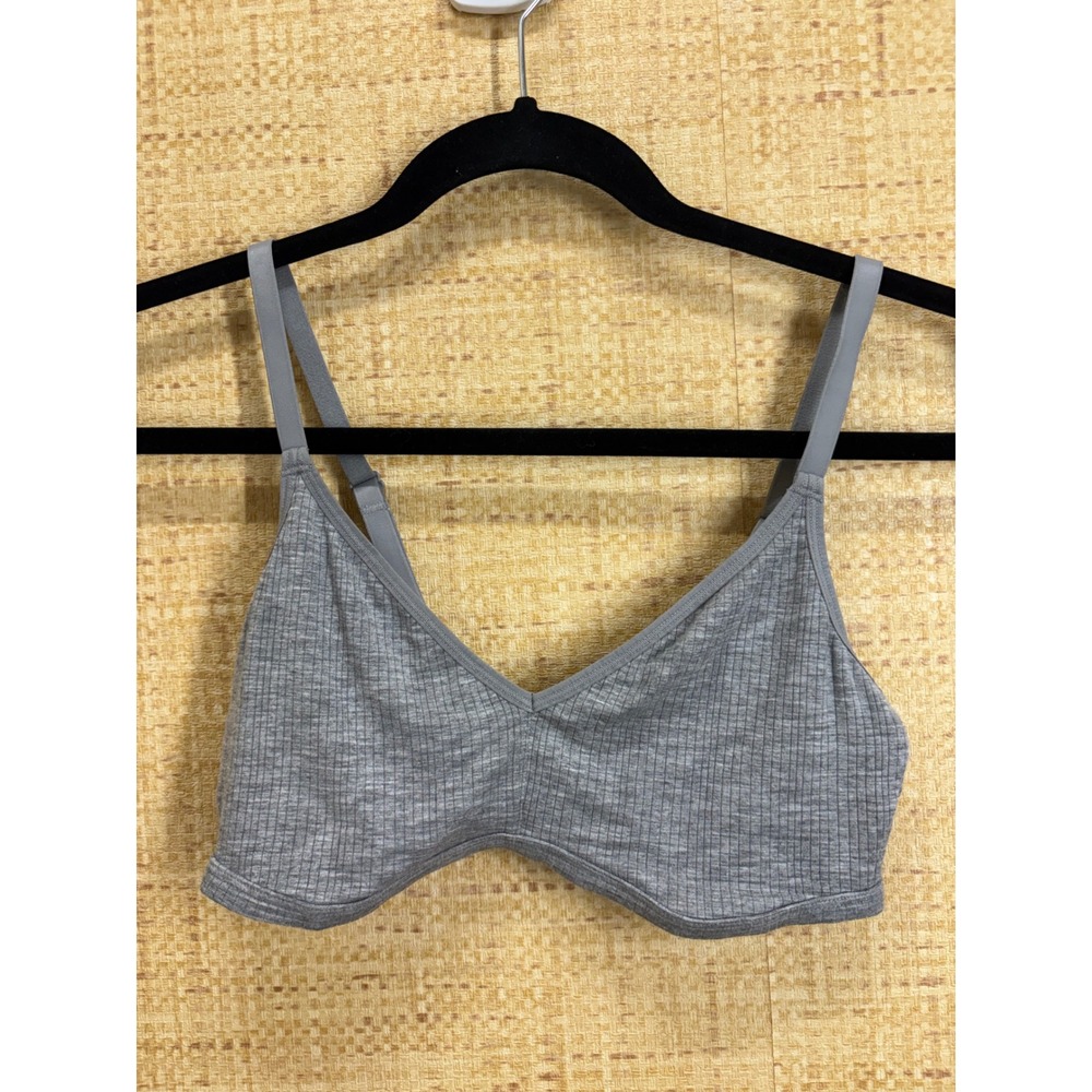 Negative Underwear Rib Bralette Women Size 3 Micro Modal Grey Wireless